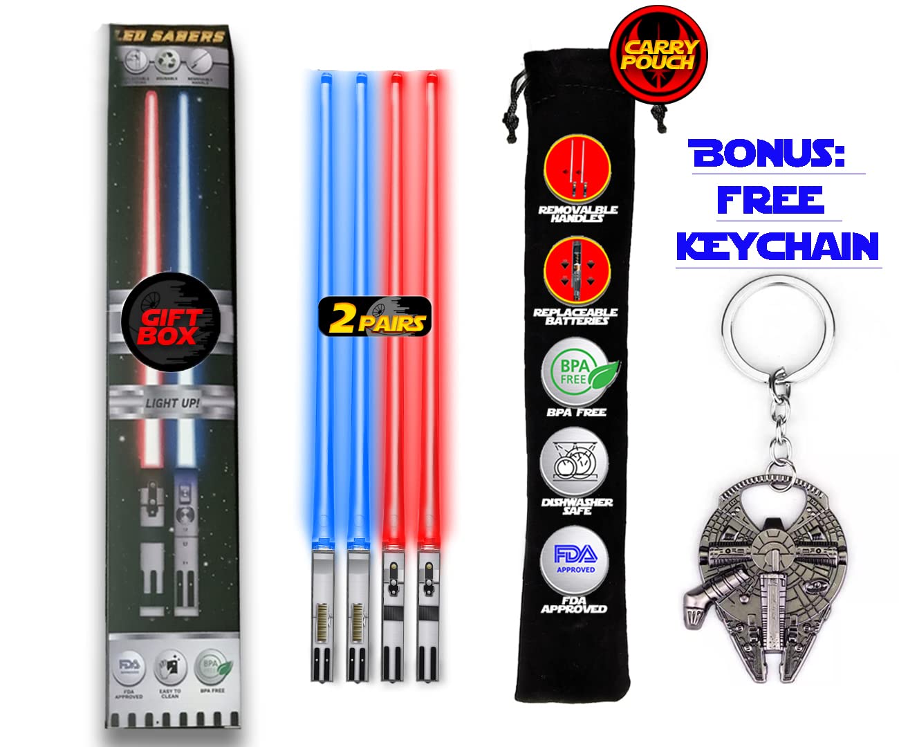 Saber Chops light-up chopsticks enhance dining ambiance during gatherings.