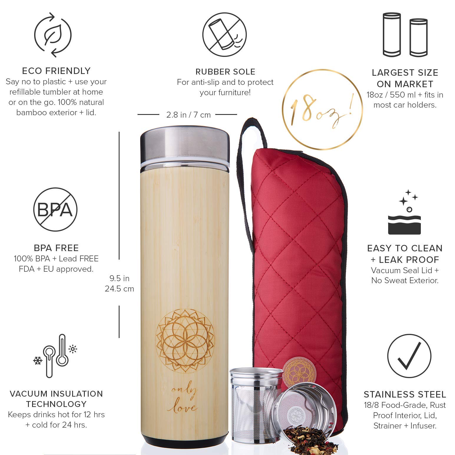 Sacred Lotus Love infuser in use inside the tumbler for fresh brewing.