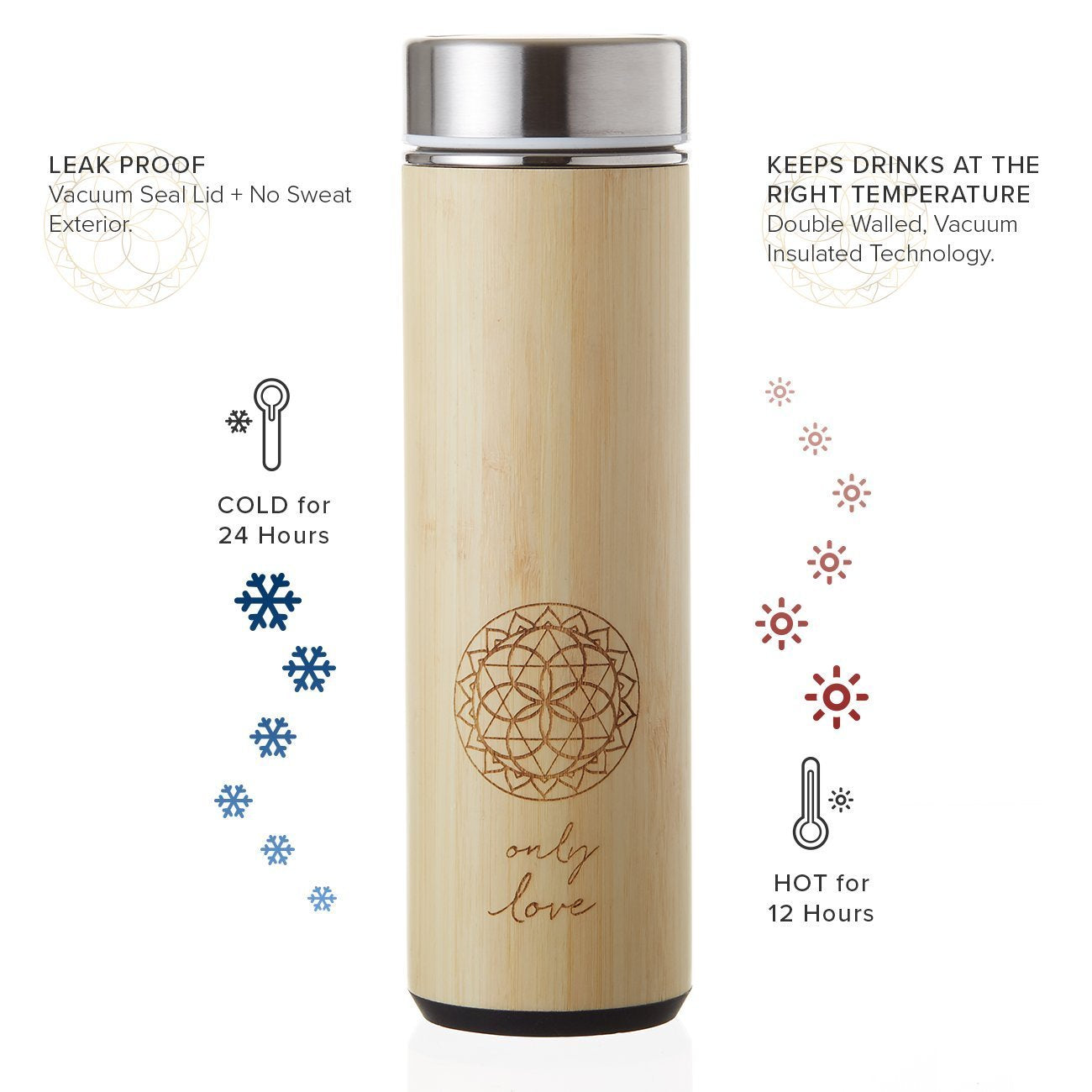 Gift-ready Sacred Lotus Love tumbler packaging with sleeve included.