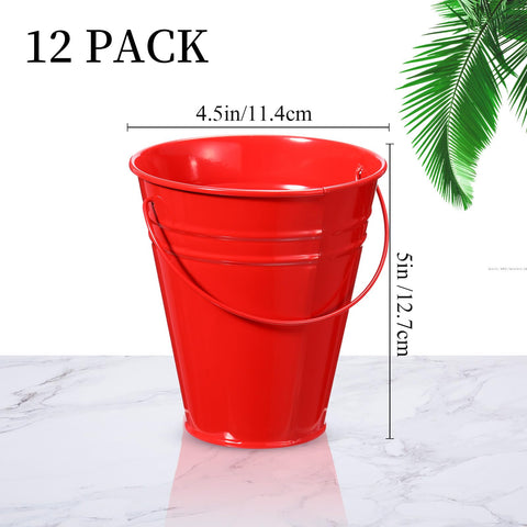 Sadnyy party centerpiece buckets displayed on table for easy snack ideas.