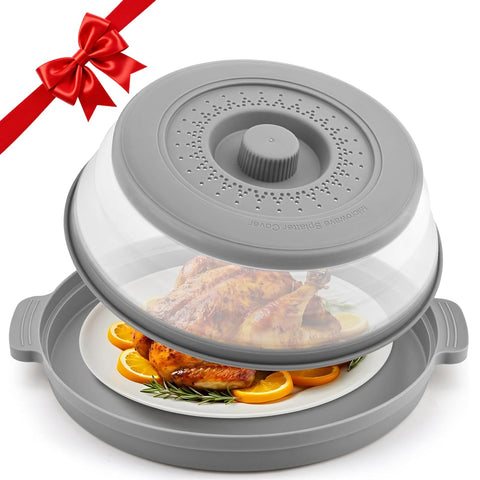 Saebume microwave splatter cover with base plate for clean, even reheating