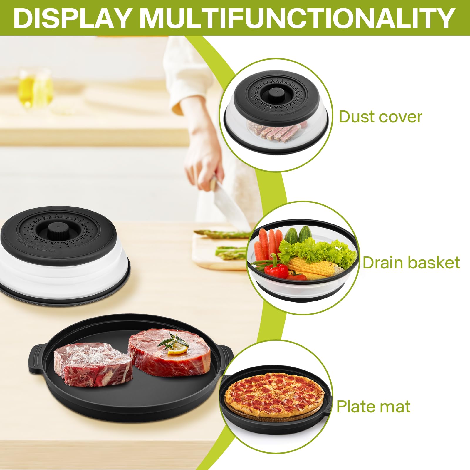 Saebume vented lid prevents moisture buildup for better reheating results.