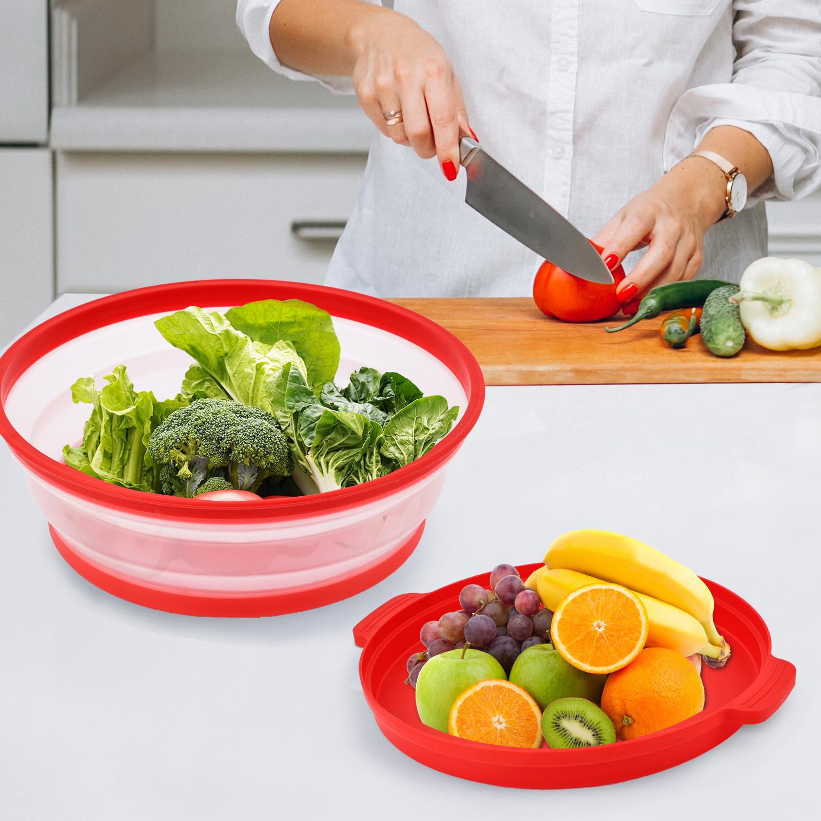 Saebume multi-functional lid doubles as a fruit plate or strainer