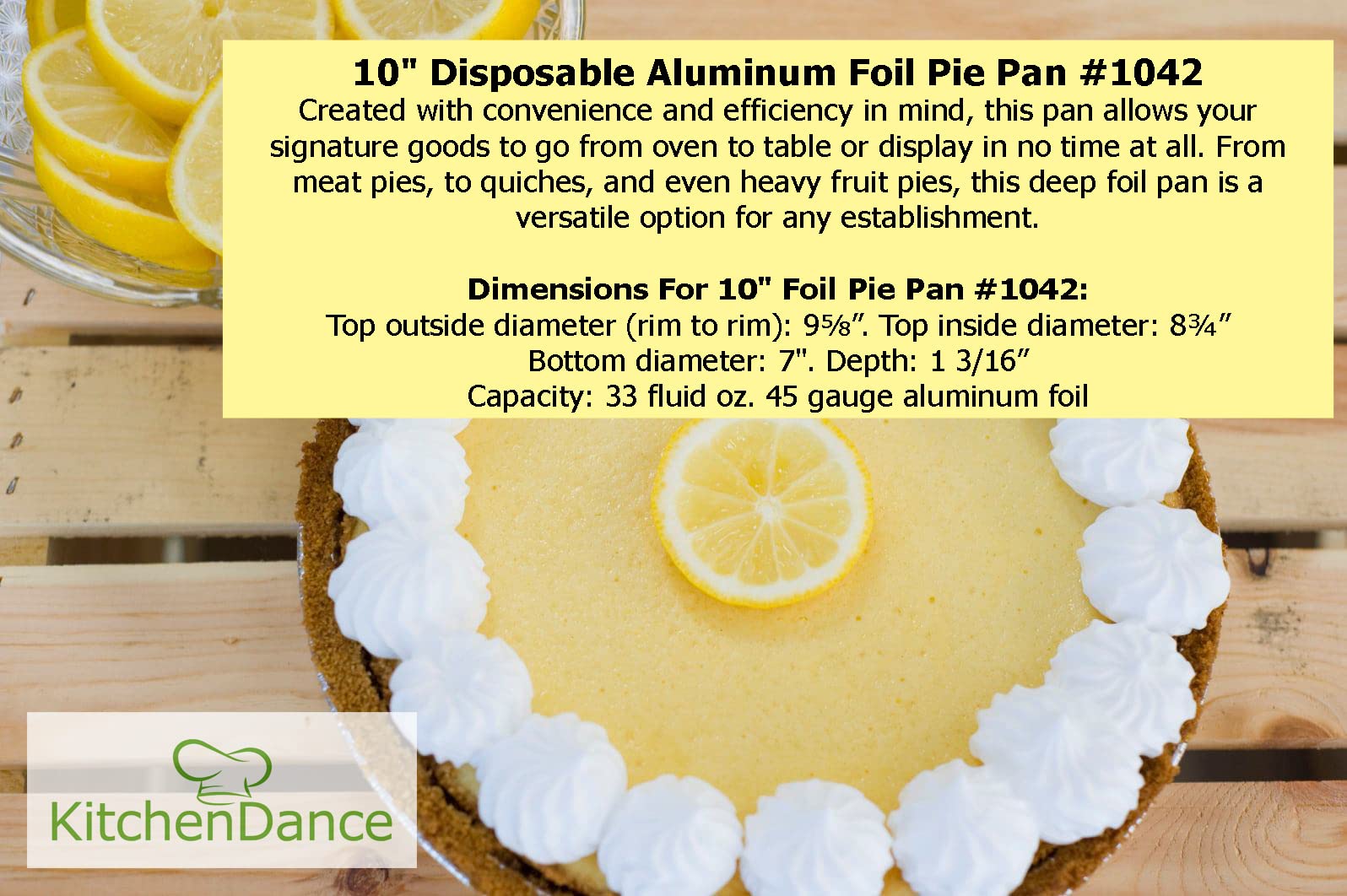 Safca KitchenDance pie pan inside diameter 8-3/4 inches for crust fit