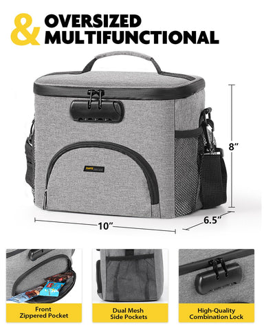 SafeDelux insulated lunch bag leakproof lining keeps spills contained and cleanup easy.