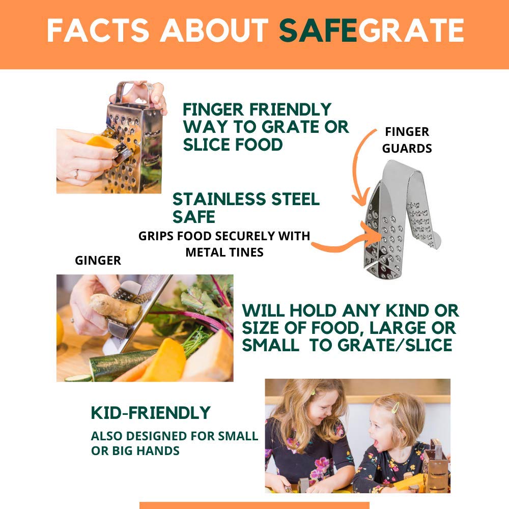 SAFEGRATE guard is dishwasher safe for easy cleanup after prep.