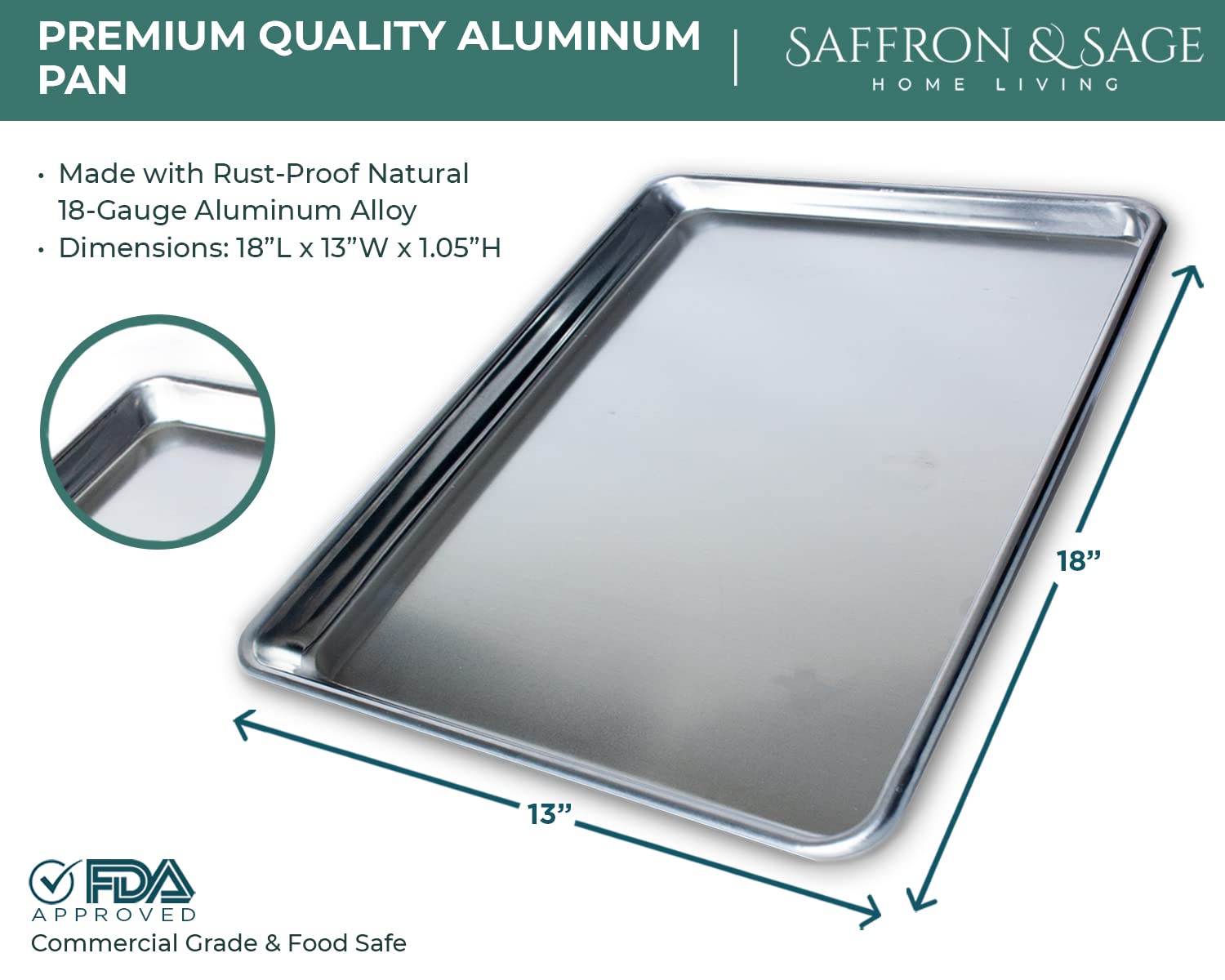 Saffron & Sage easy-clean baking pan simplifies cleanup after baking.
