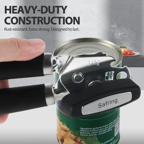 Safring can opener ergonomic handle fits every hand for steady control.