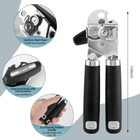 Safring can opener heavy-duty turn knob enables effortless lid removal.