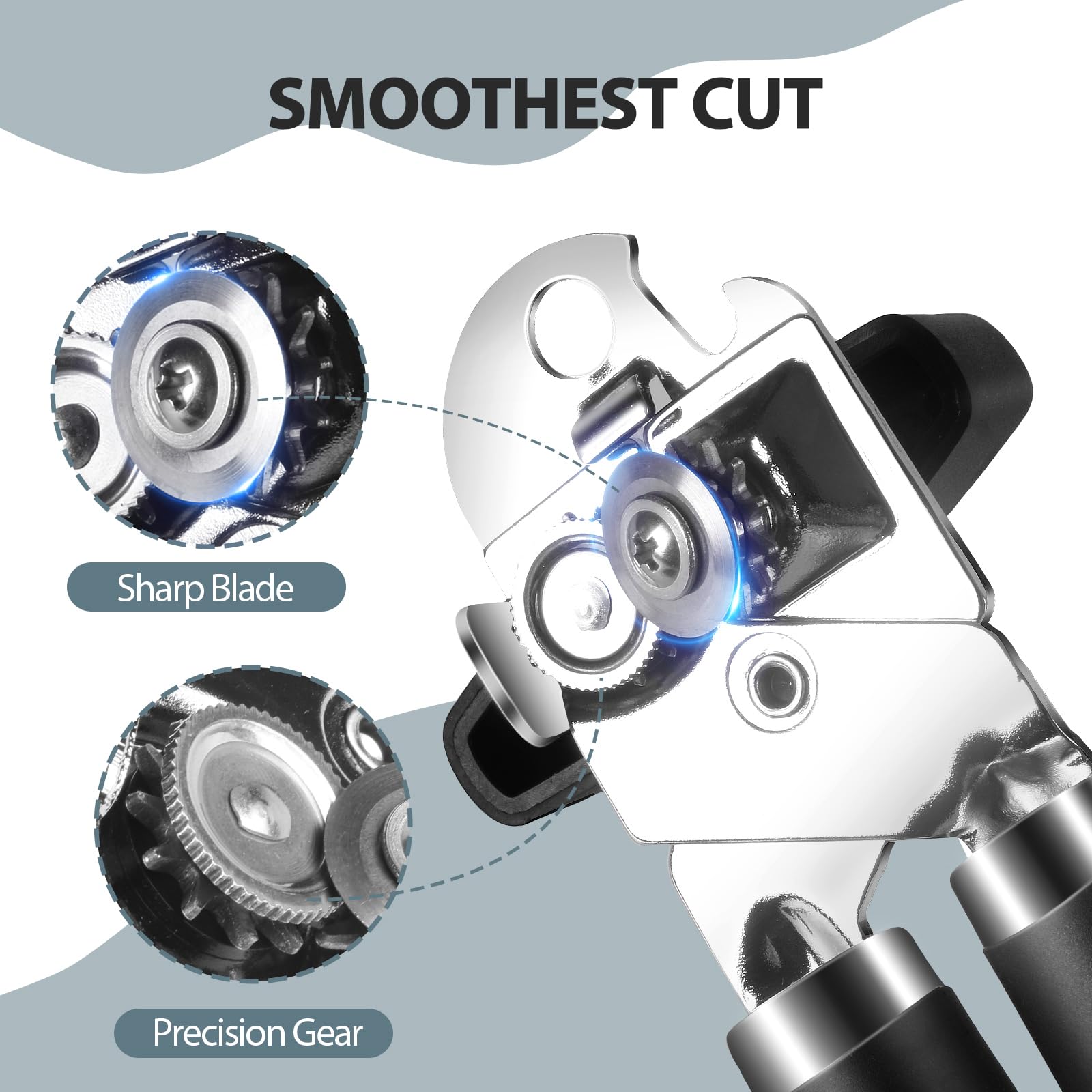 Safring can opener sharp blade delivers smooth cuts on lids.