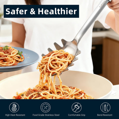 Safring deep-bowled ladle showcases generous capacity for soups and sauces.