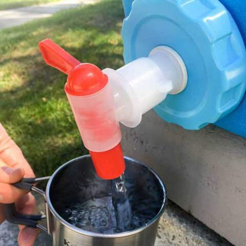 Sagan Life AquaBrick spigot close-up shows smooth pour.