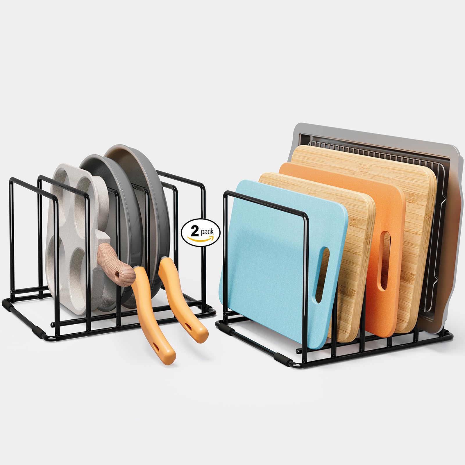 Saglau 2-pack cutting-board organizer with five slots for compact storage.