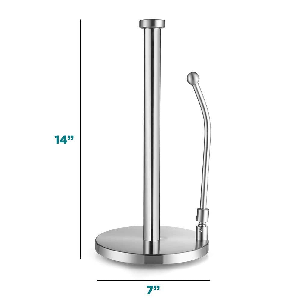 Sagler adjustable spring-arm supports rolls of various sizes for one-handed tearing.