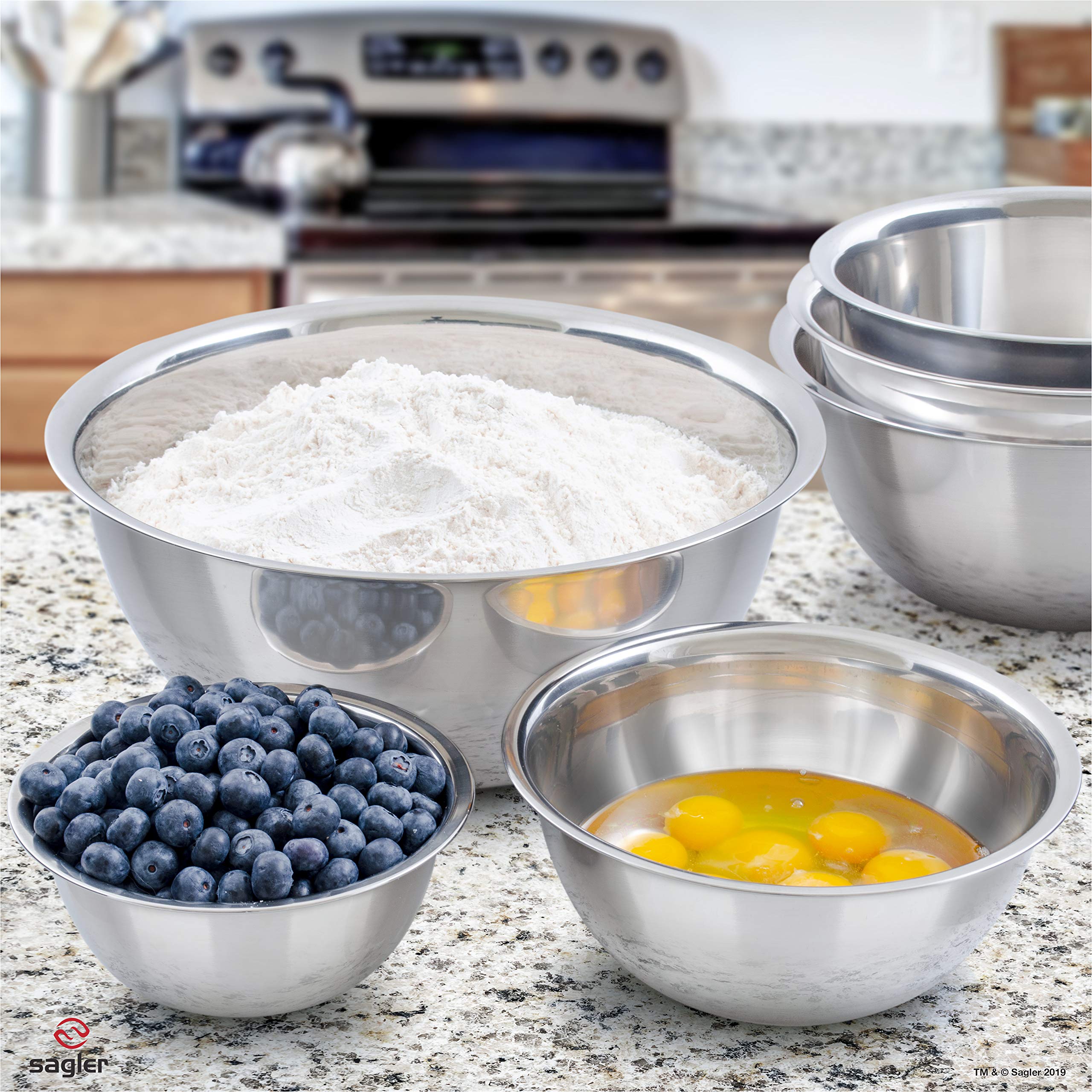 Sagler polished mirror finish bowls add elegance to kitchen tasks