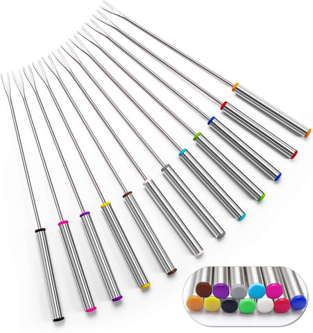 Sago Brothers 12-piece stainless steel fondue forks for easy dipping and family use.