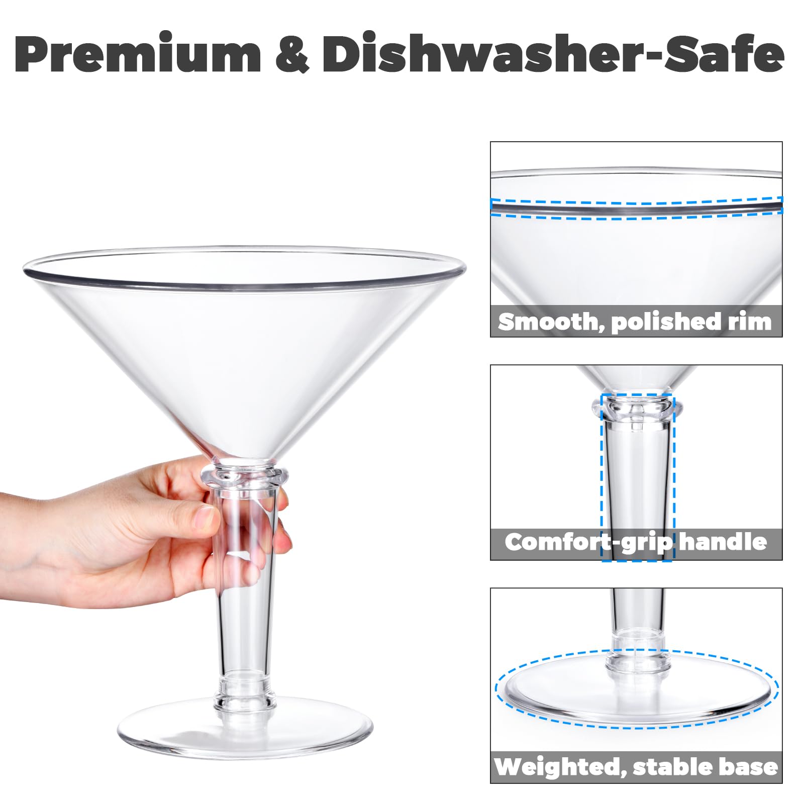 SAIAOKJ giant martini glass reusable and easy to clean after parties.