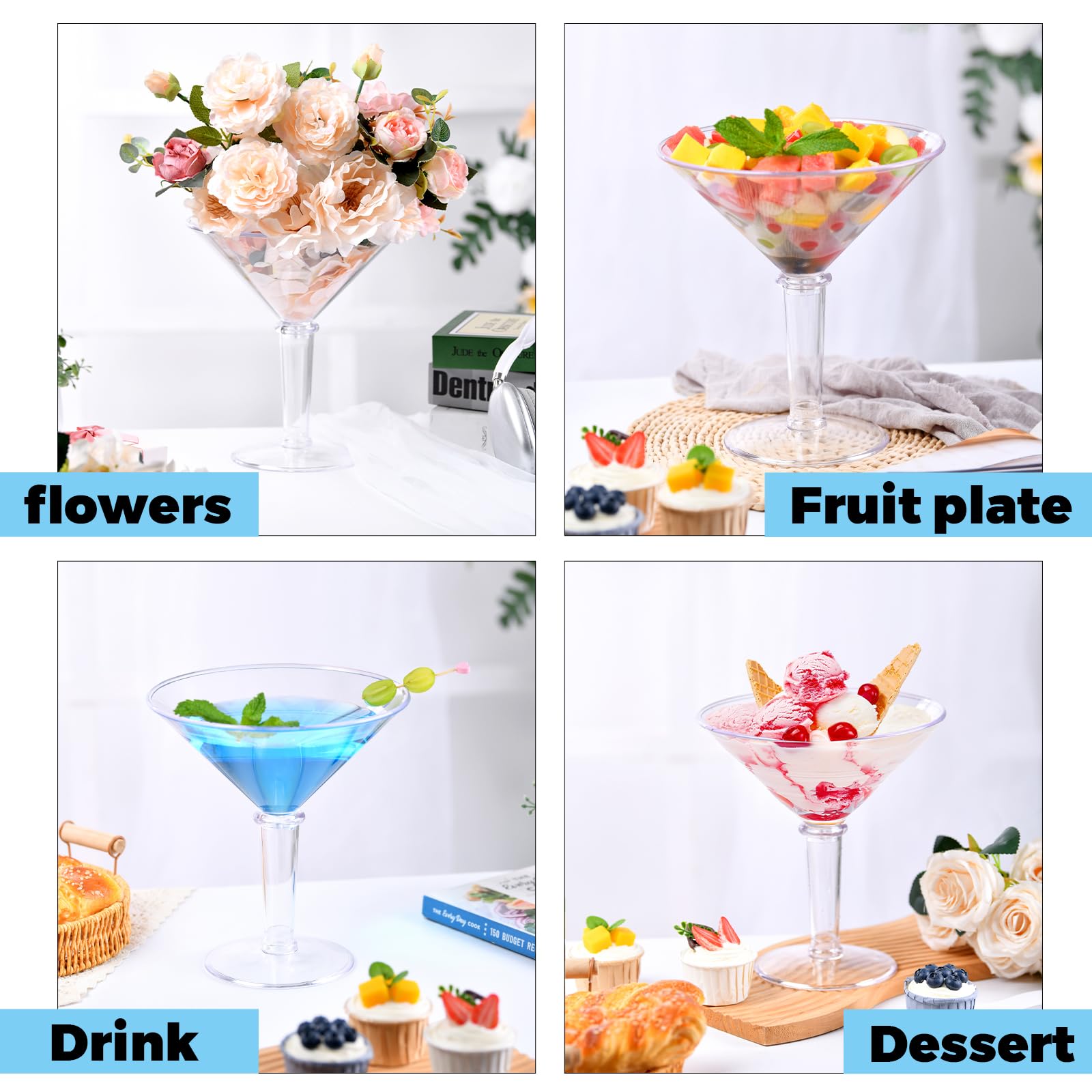 SAIAOKJ giant martini glass protects guests from breakage with shatter-resistant design.