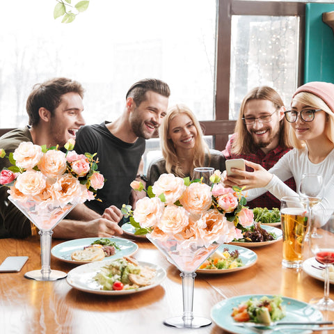 SAIAOKJ giant martini glass fits indoor tables as bold centerpiece decor.