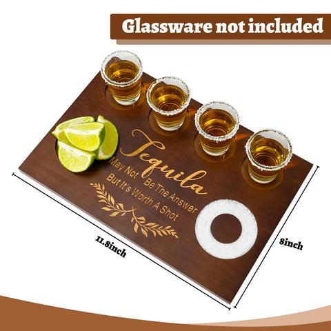 SAIAOKJ Tequila Shot Board lemon bowl hole for citrus garnish