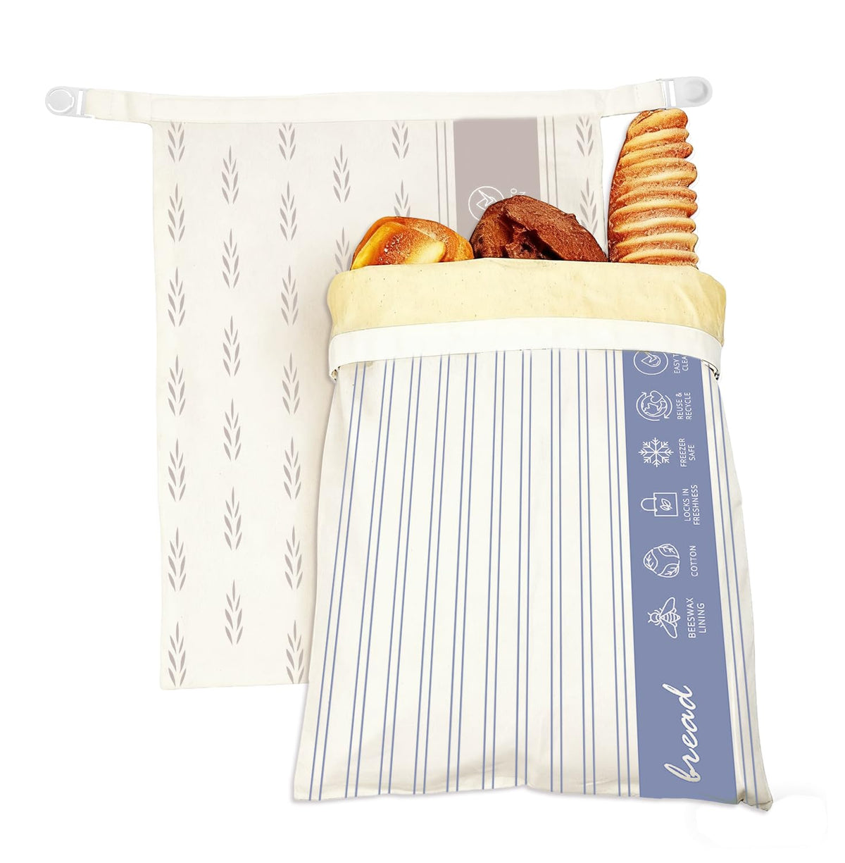 Saicefe beeswax bread bags with pattern front keep bread fresh