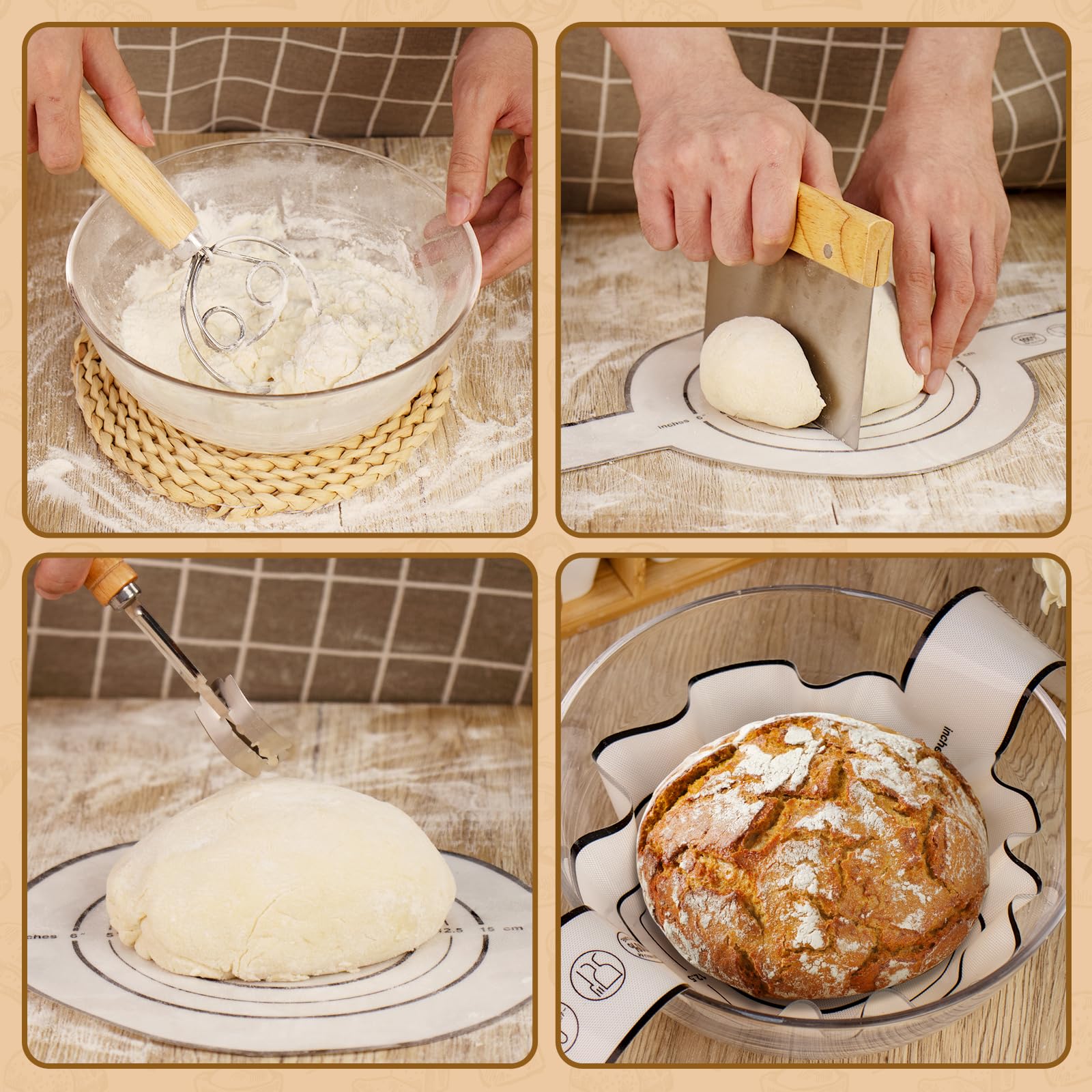 Saicefe silicone bread sling supports safe dough transfer.