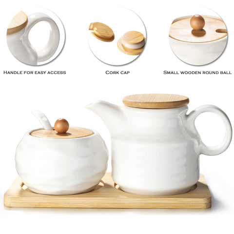Sailench sugar pot with lid keeps sugar fresh and dust-free.