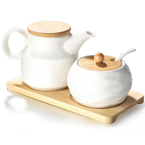 Sailench sugar pot with water pattern adds elegant charm to coffee moments.