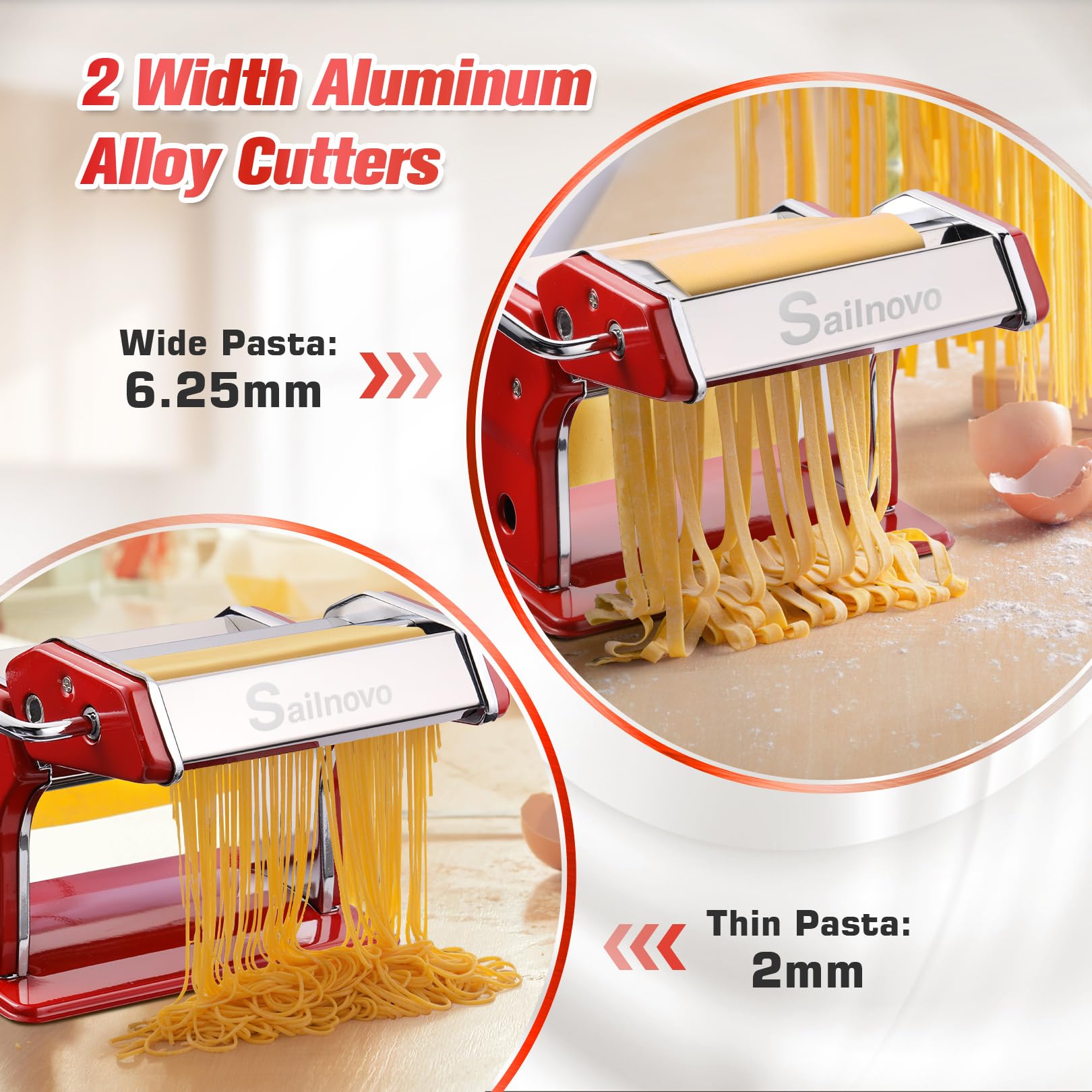 Sailnovo pasta maker clamp secures the device for stable operation.