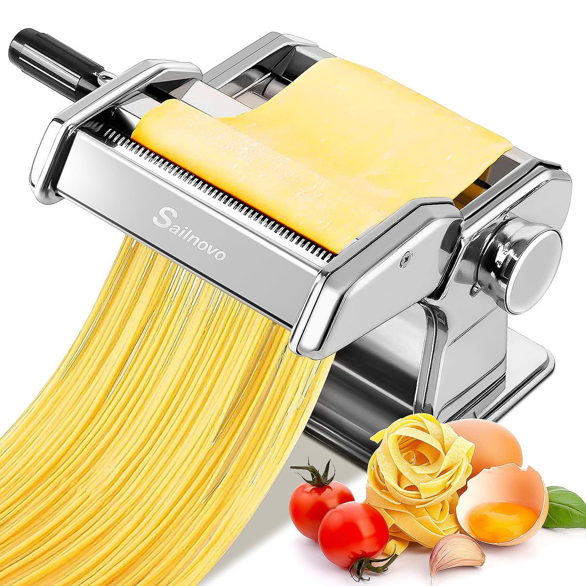 Sailnovo pasta maker rollers create even sheets for silky spaghetti