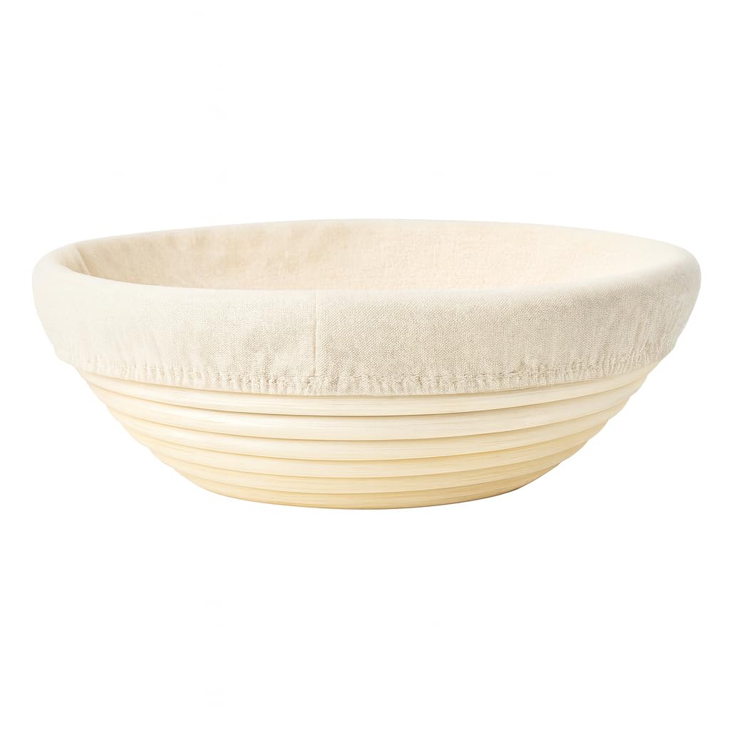 Natural rattan banneton by Saint Germain Bakery showcasing eco-friendly material.