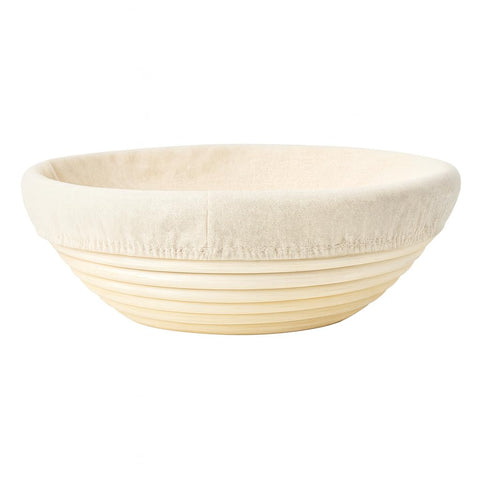 Natural rattan banneton by Saint Germain Bakery showcasing eco-friendly material.