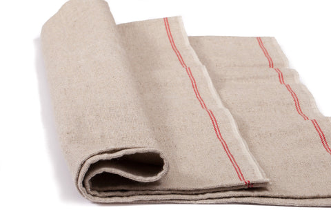 Close-up of authentic flax linen texture from Saint Germain Bakery