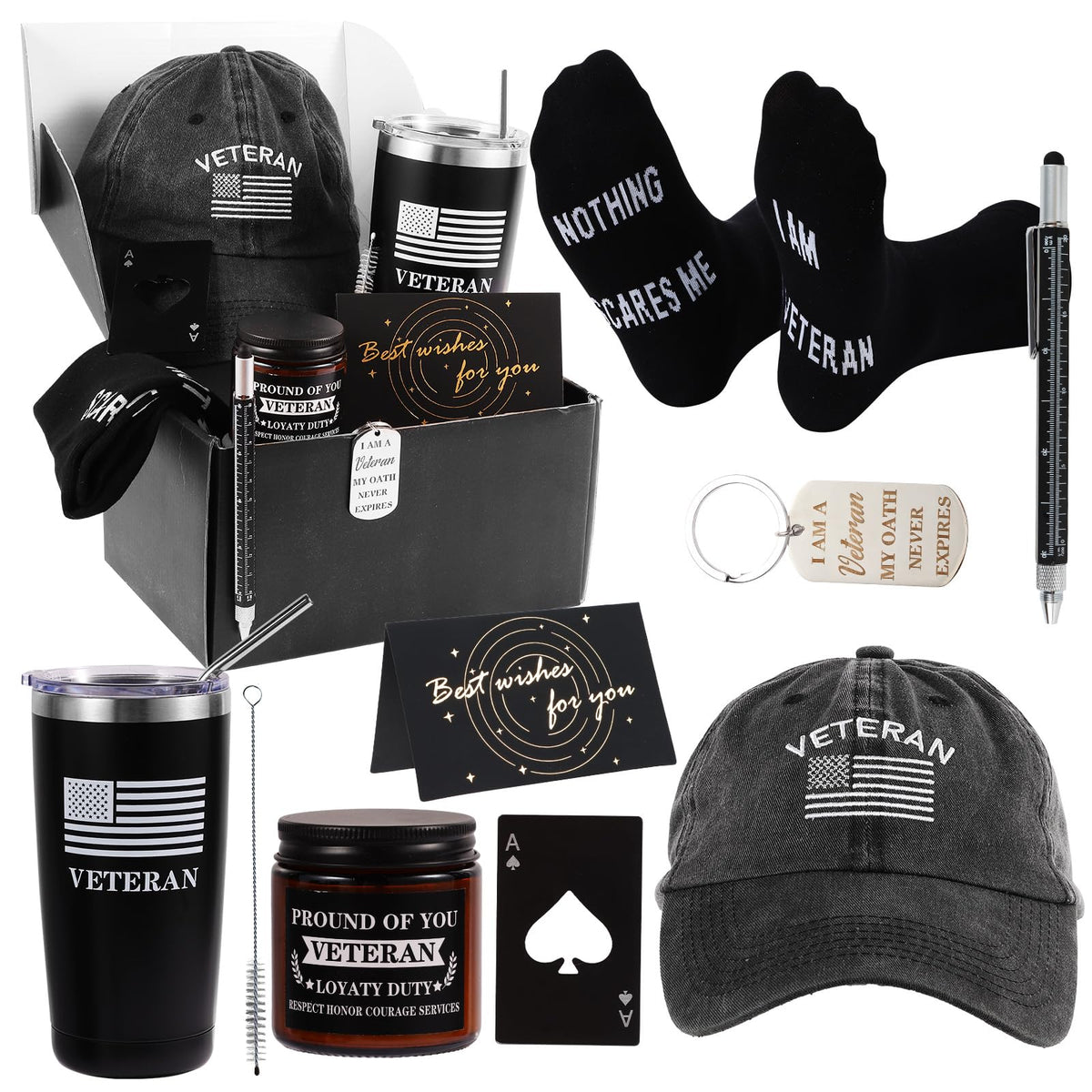 SAIWEILAI ONLINE insulated tumbler keeps drinks hot or cold, ideal for veterans gifts.