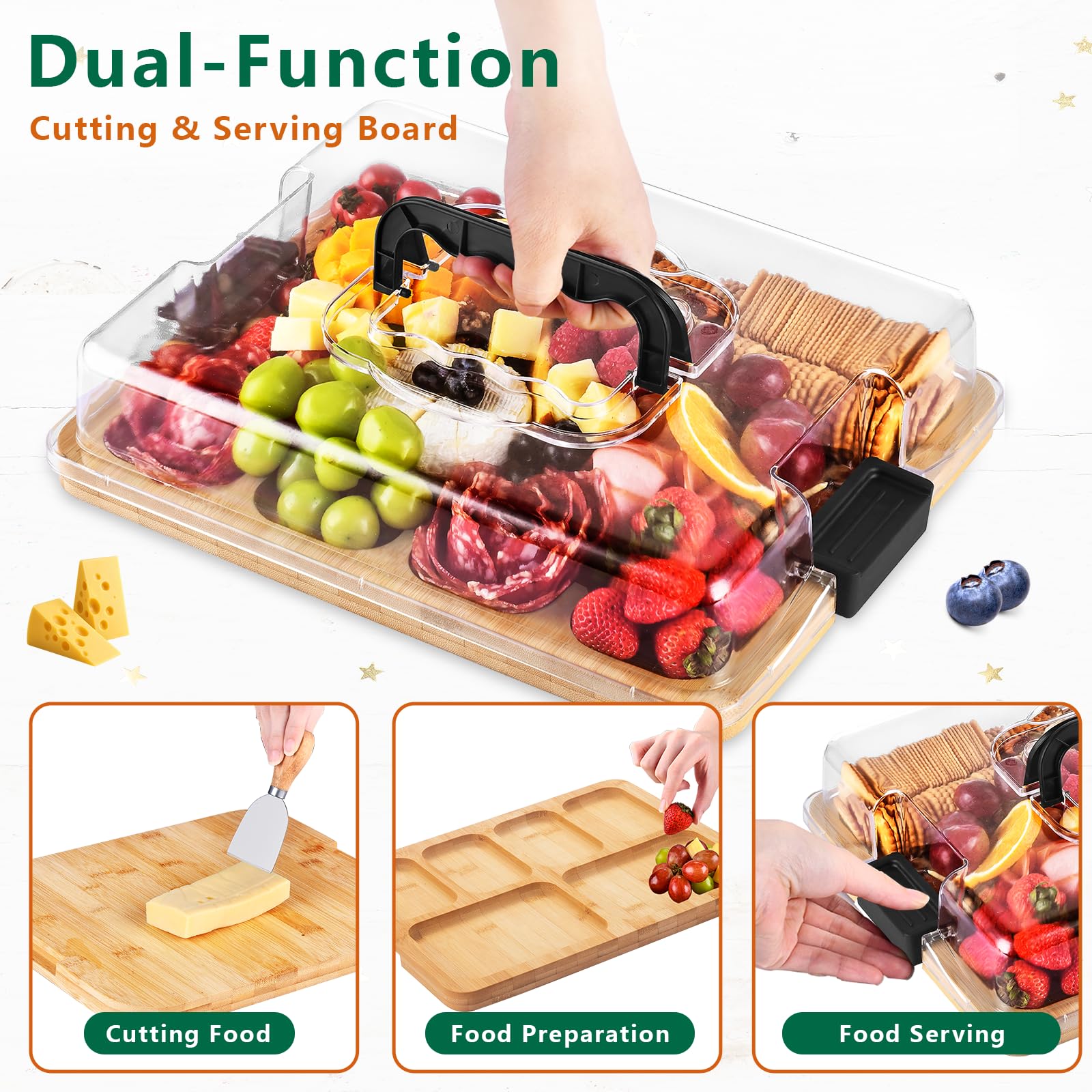 SAKAMOSH charcuterie board with six compartments for organized serving