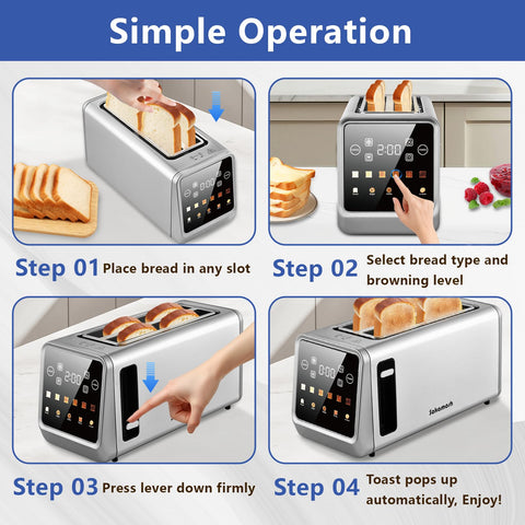 SAKAMOSH 5 bread types presets streamline bagel, waffle, English muffin toasting