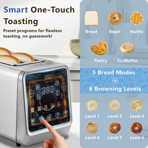 SAKAMOSH 6 browning levels ensure even toast from light to dark