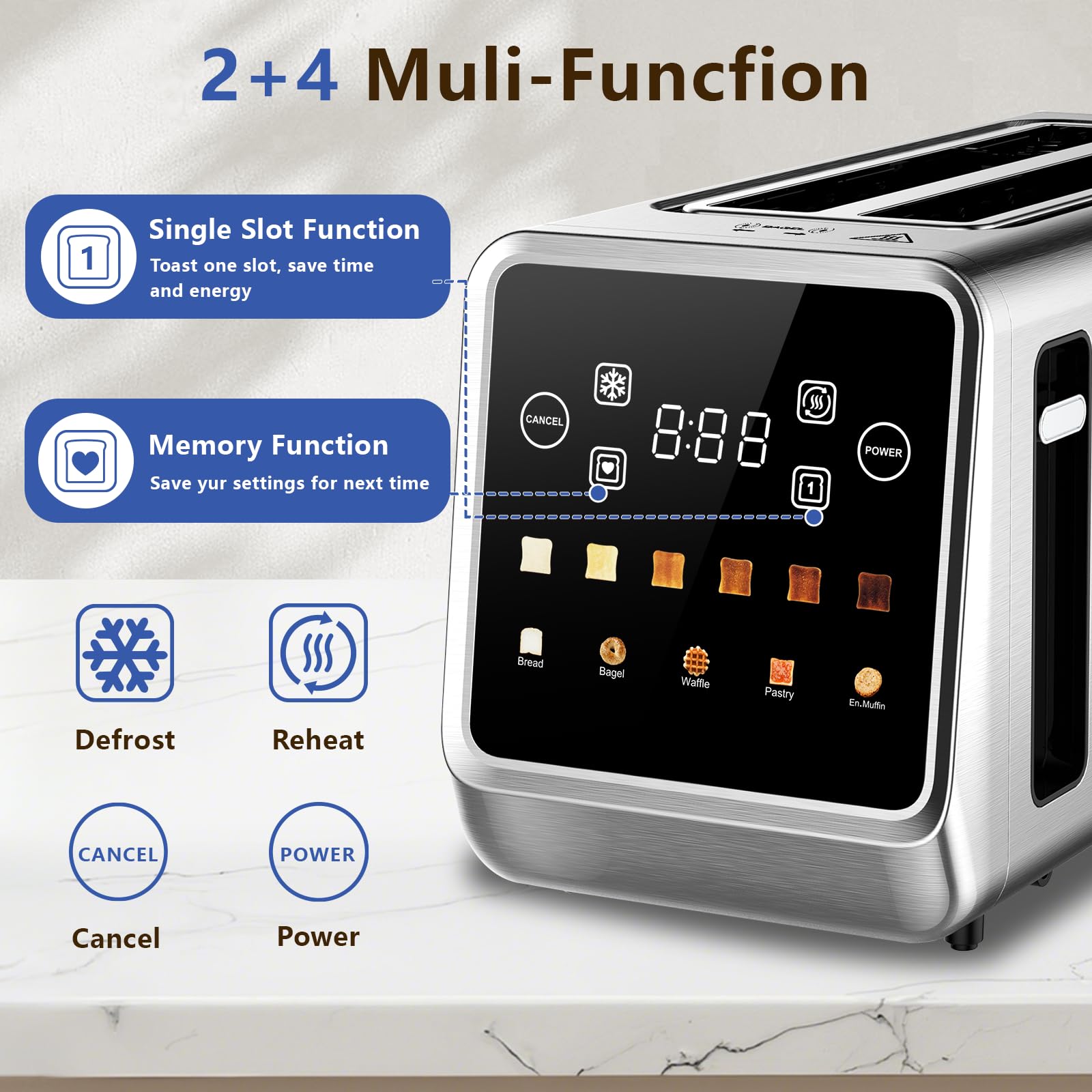 SAKAMOSH defrost and reheat functions simplify frozen bread meals