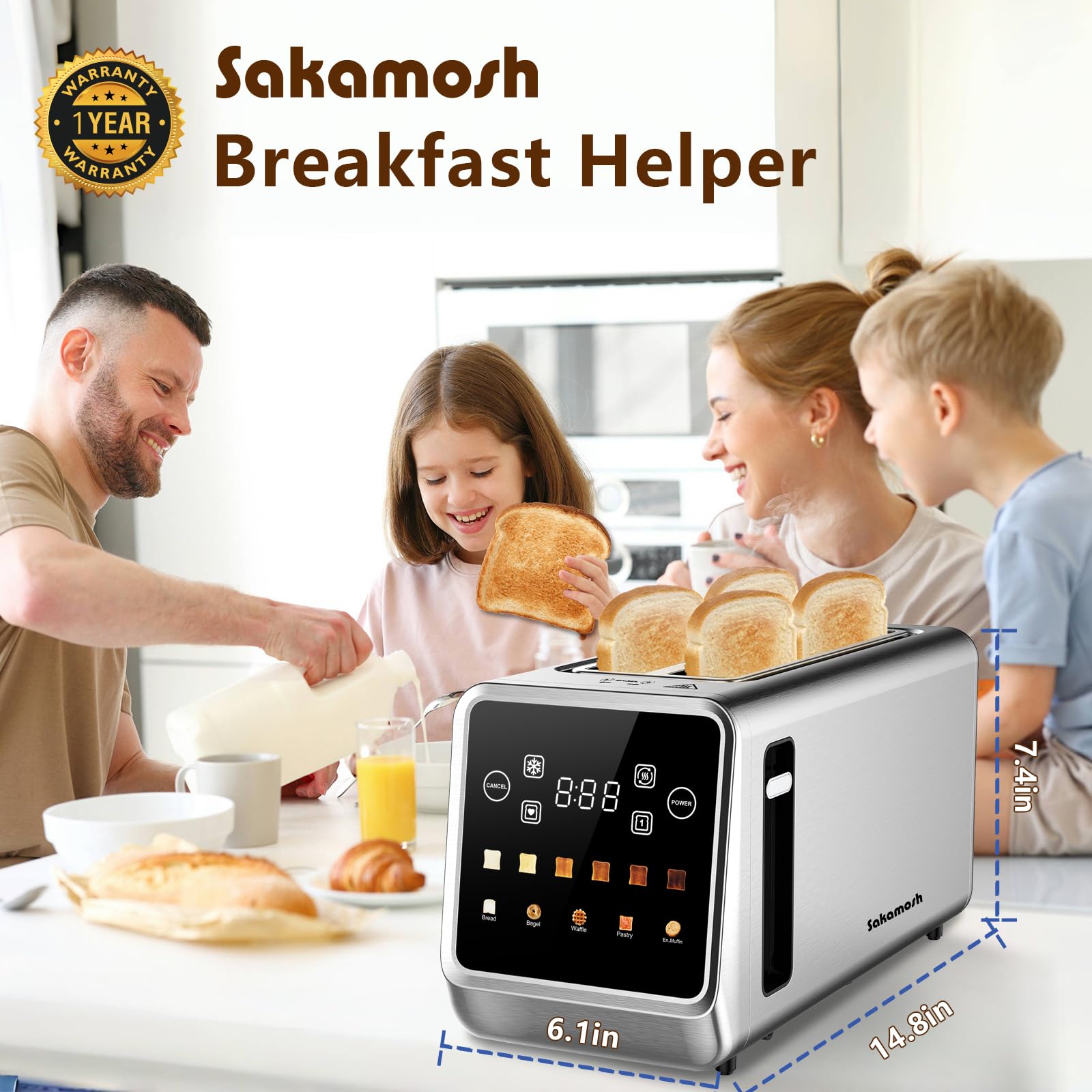 SAKAMOSH stainless steel outer gives a sleek, durable finish