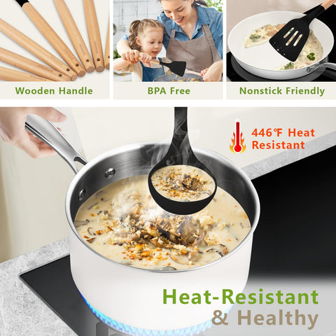 SAKAMOSH solid spoon versatile for soups, stews, and sautéed dishes.