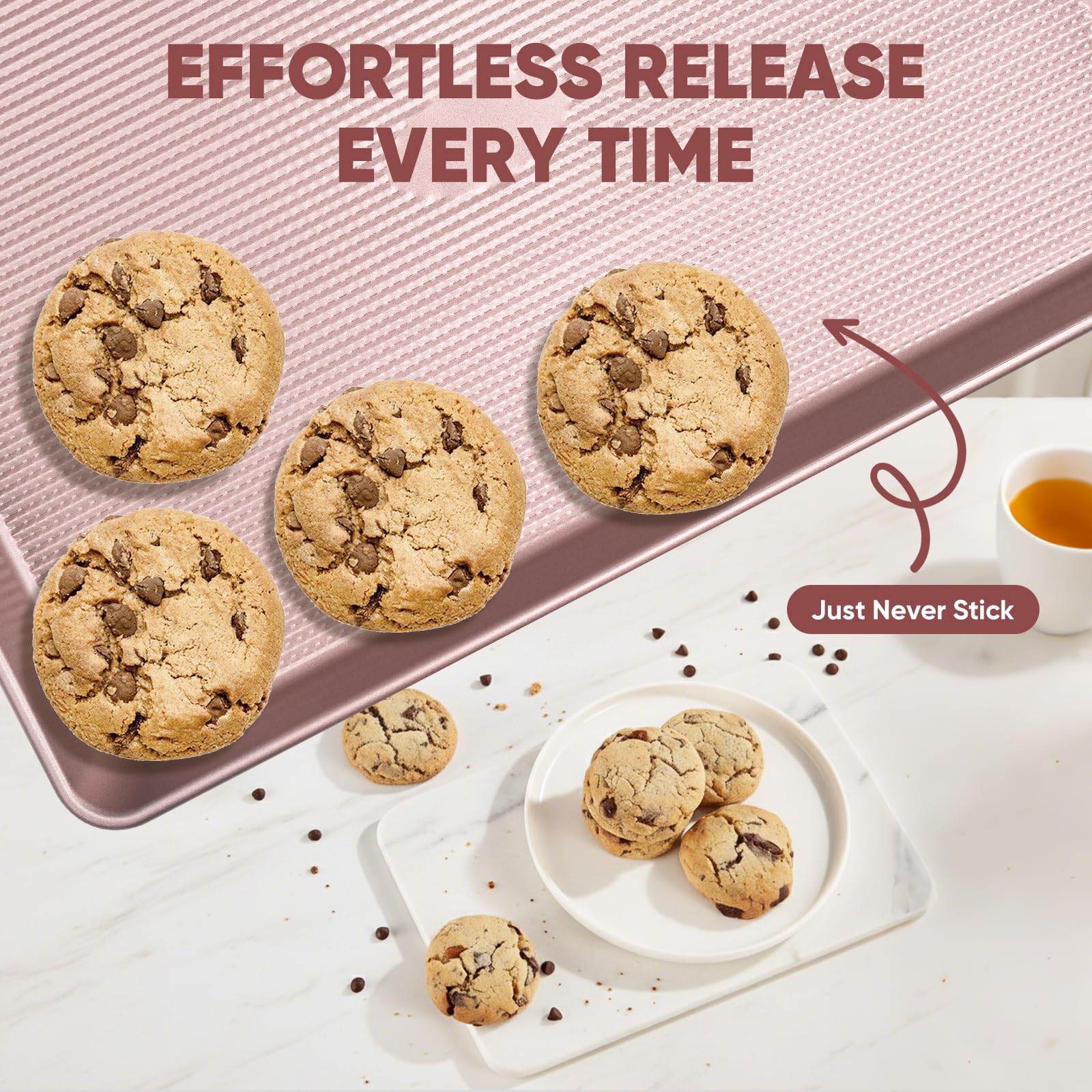 SakerPlus nonstick baking sheets ready for immediate oven use.