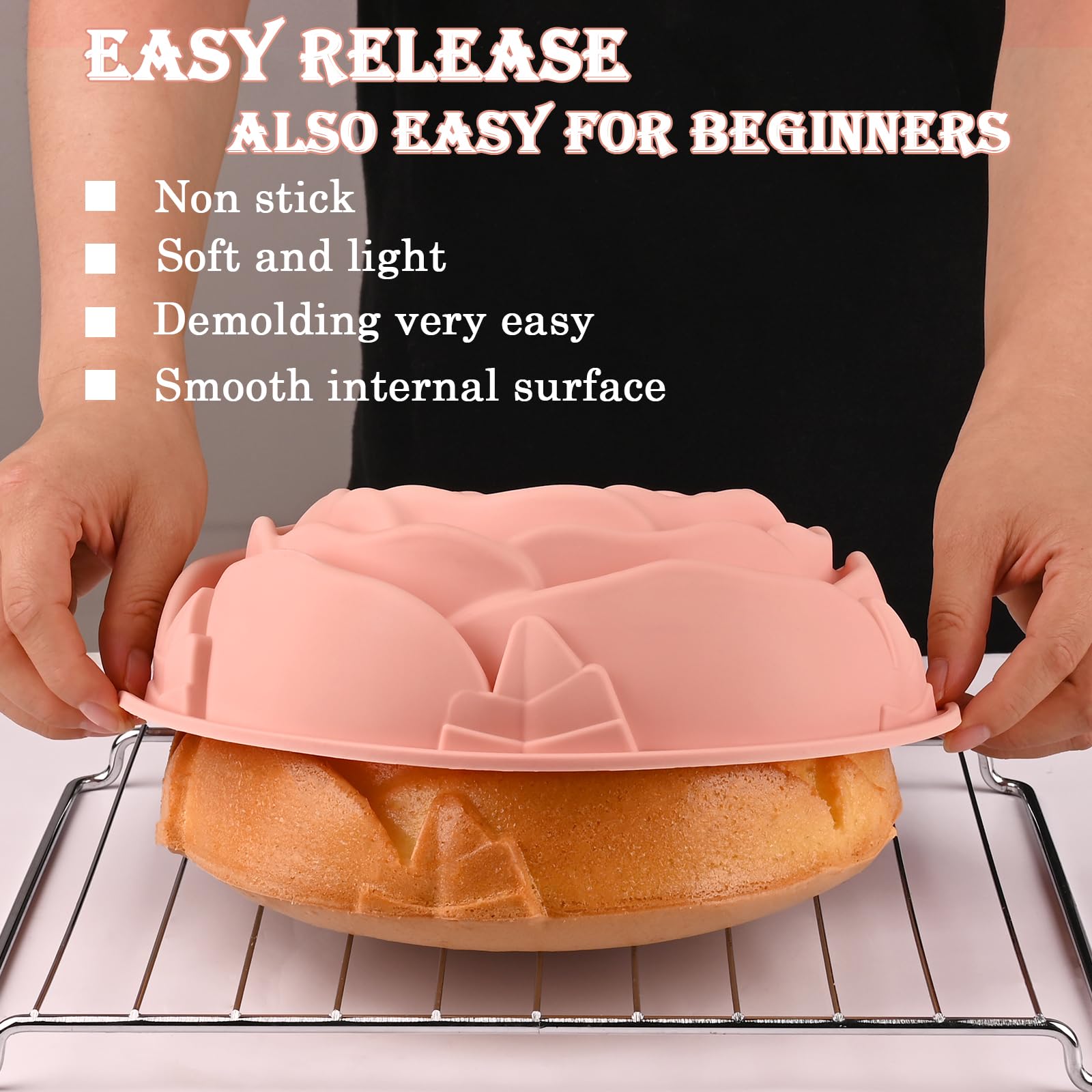 Sakolla rose silicone mold for oven-ready flower cakes with easy release.
