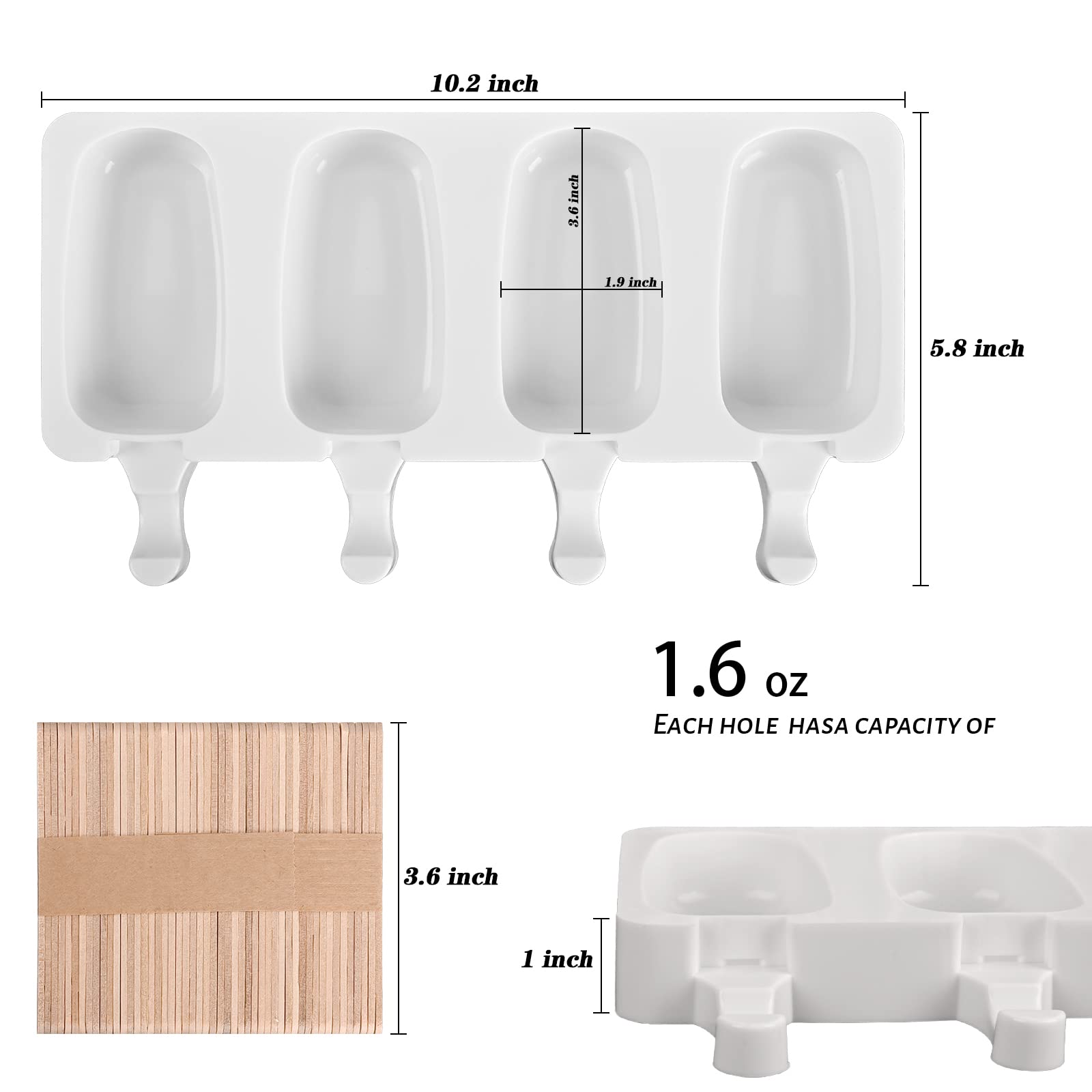 Sakolla silicone popsicle molds with four cavities for multiple treats.