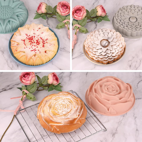 Sakolla sunflower mold for party desserts; safe in fridge, oven, and dishwasher.