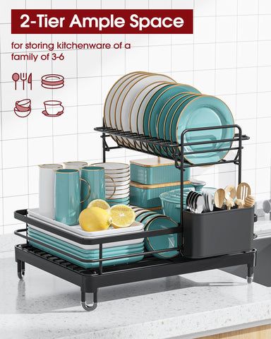 Sakugi dish drying rack side view highlights anti-slip feet and stability