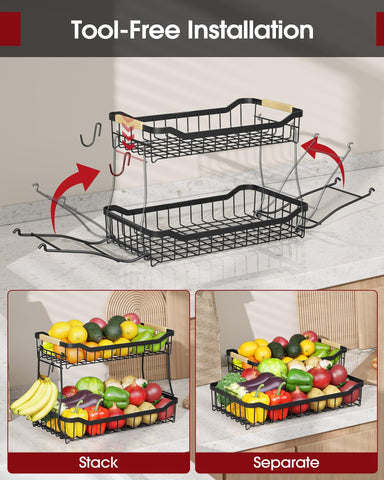 Sakugi two-tier basket with detachable design for versatile storage