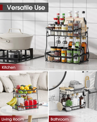 Sakugi black counter stand fits compact kitchens and dining areas.