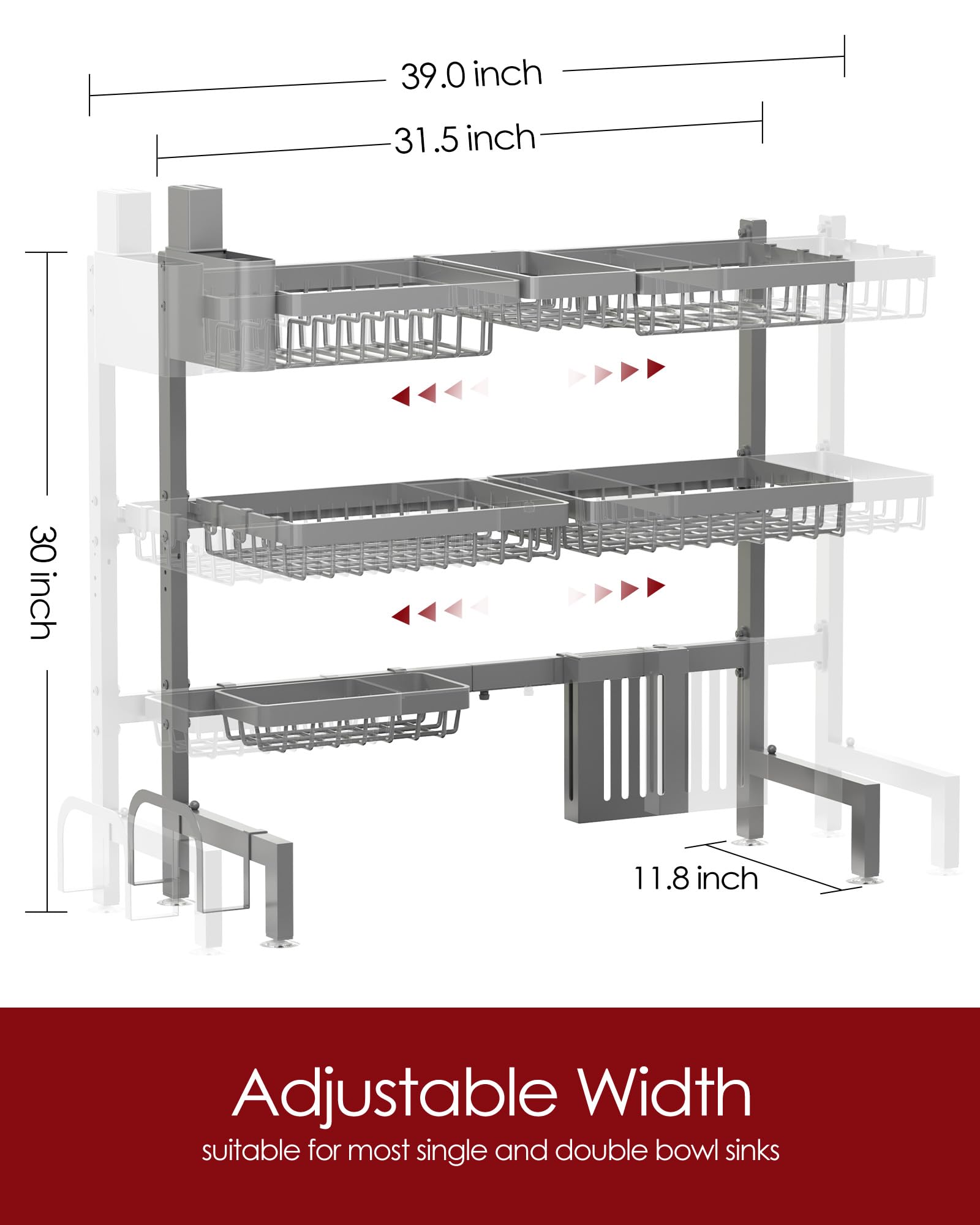 Sakugi kitchen organizer with baskets and removable hooks keeps tools within reach.