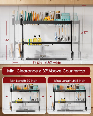 Sakugi adjustable length from 30 to 34.5 inches for flexible mounting.