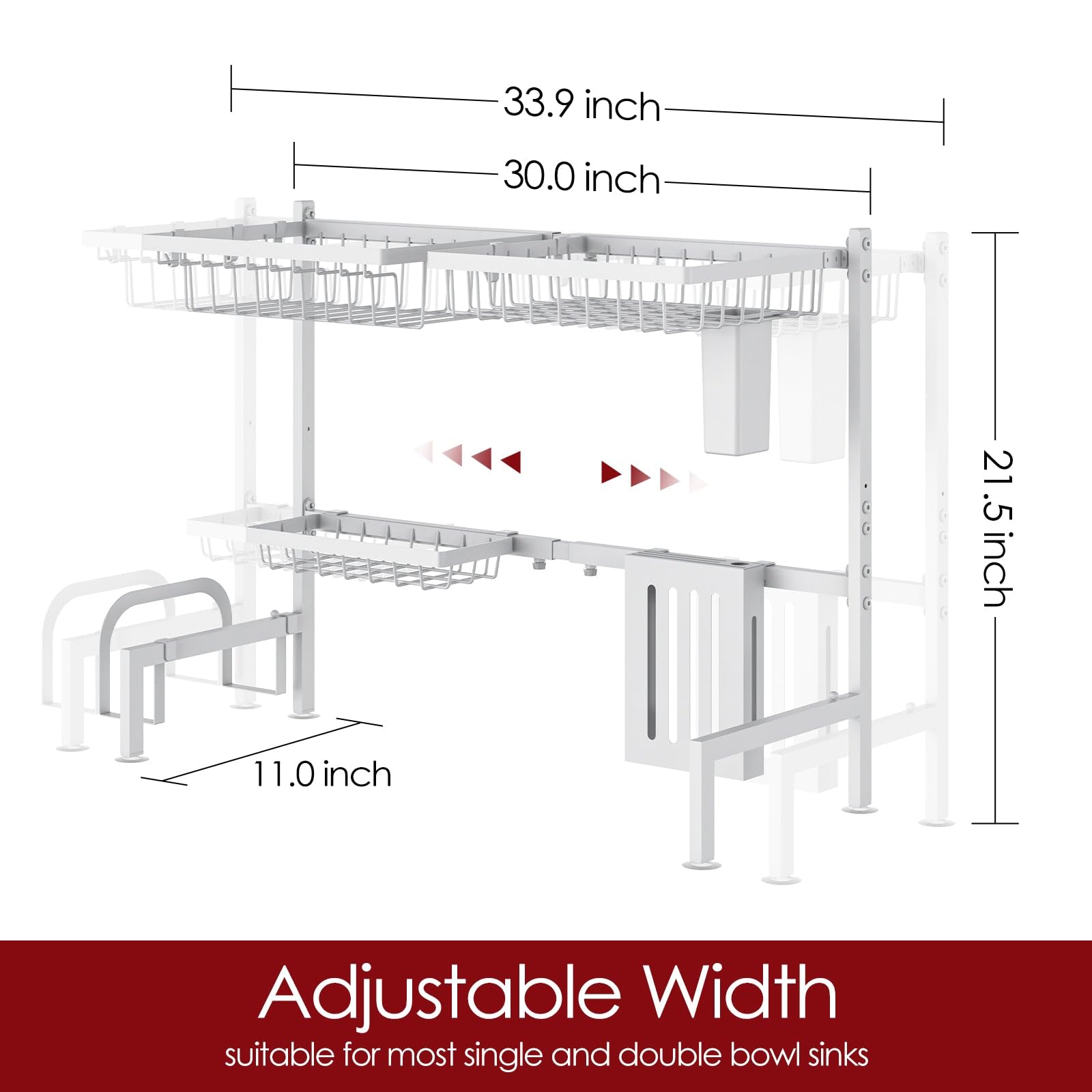 Sakugi 304 stainless steel drainer resists rust while draining directly into the sink.